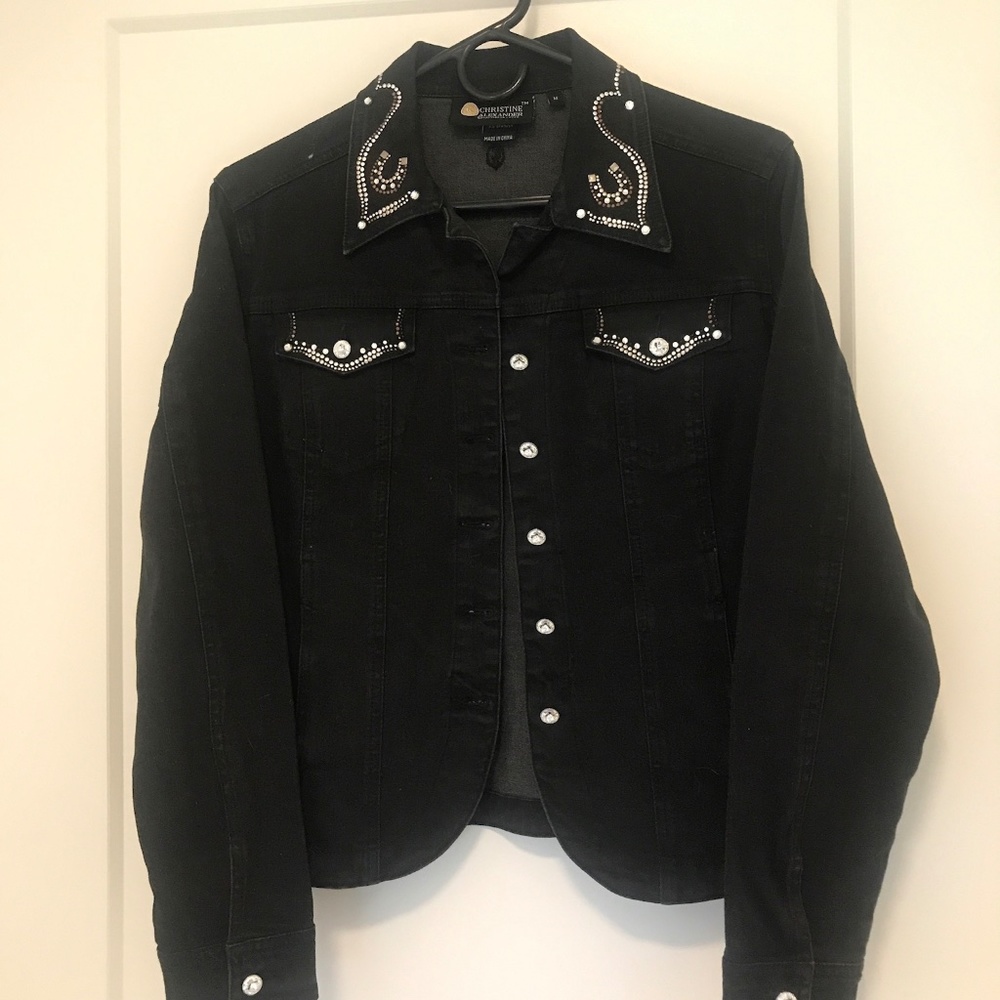 Black Jean Jacket for the Show Cowgirl